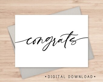 Congratulations Printable Card / Instant Download PDF / Card | Etsy