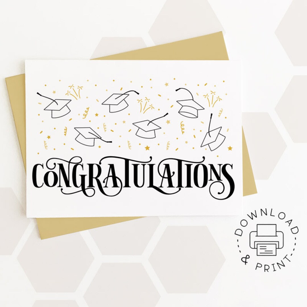 Congratulations Printable Card / Instant Download PDF / Graduation Card ...