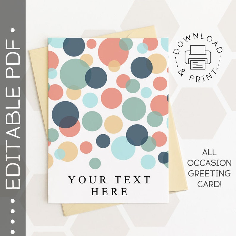 All Occasion Editable &amp; Printable Card / Instant Download PDF - Etsy