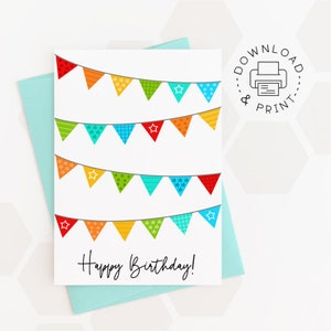 Set of 4 Printable Birthday Cards / Happy Birthday Card / Instant ...