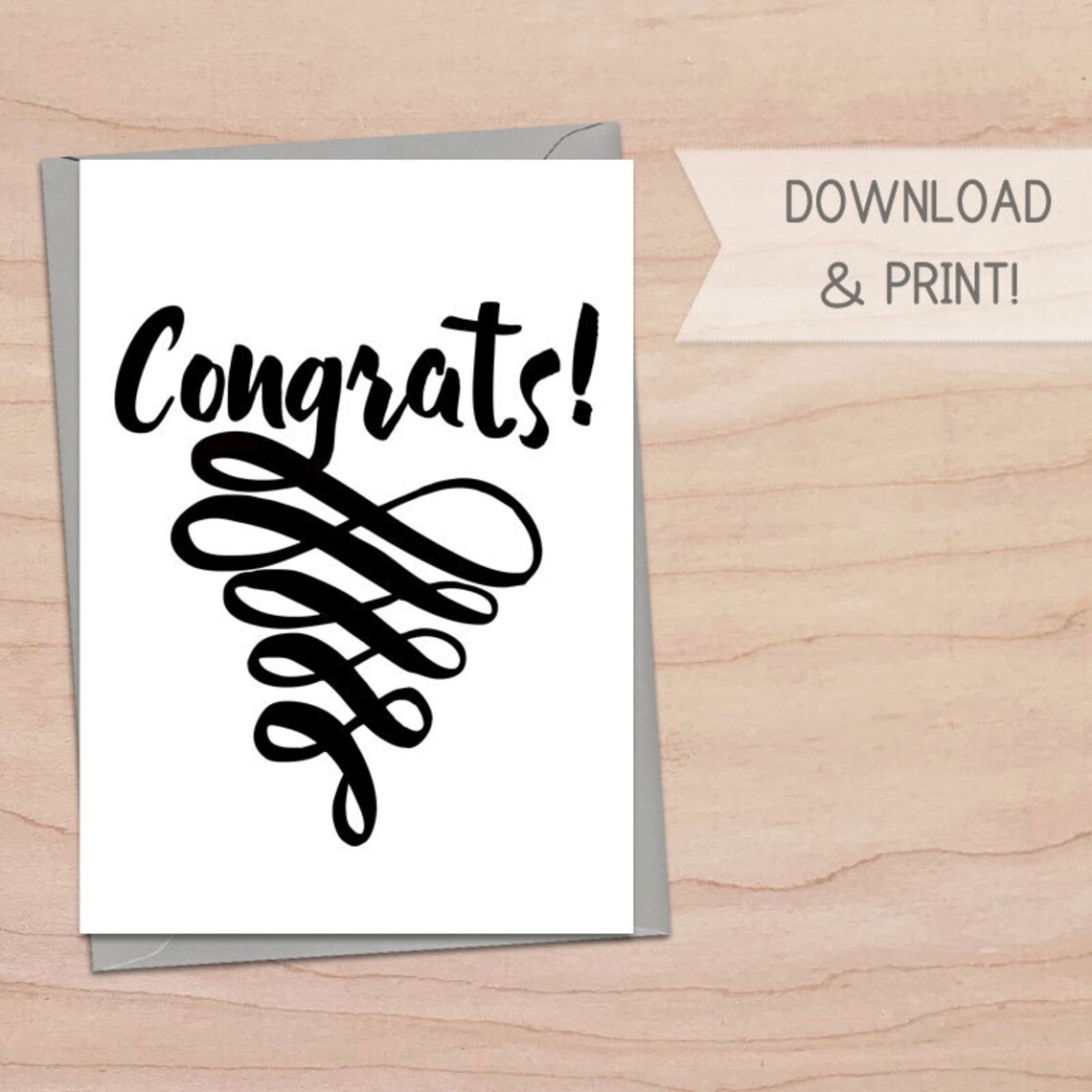 Congrats Printable Card / Instant Download PDF / Card Template - Etsy