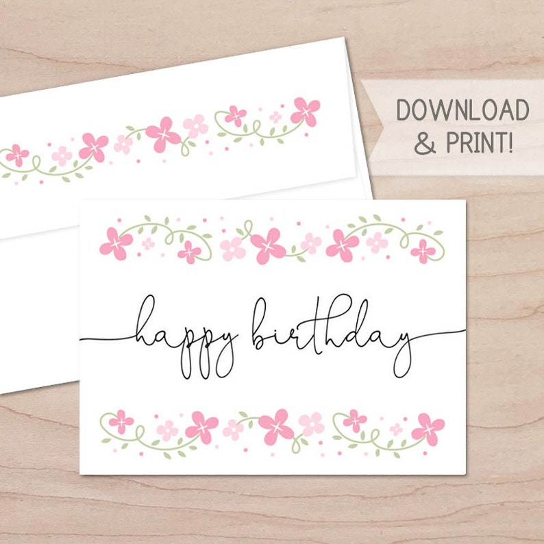 Happy Birthday Printable Card and Envelope / Instant Download - Etsy