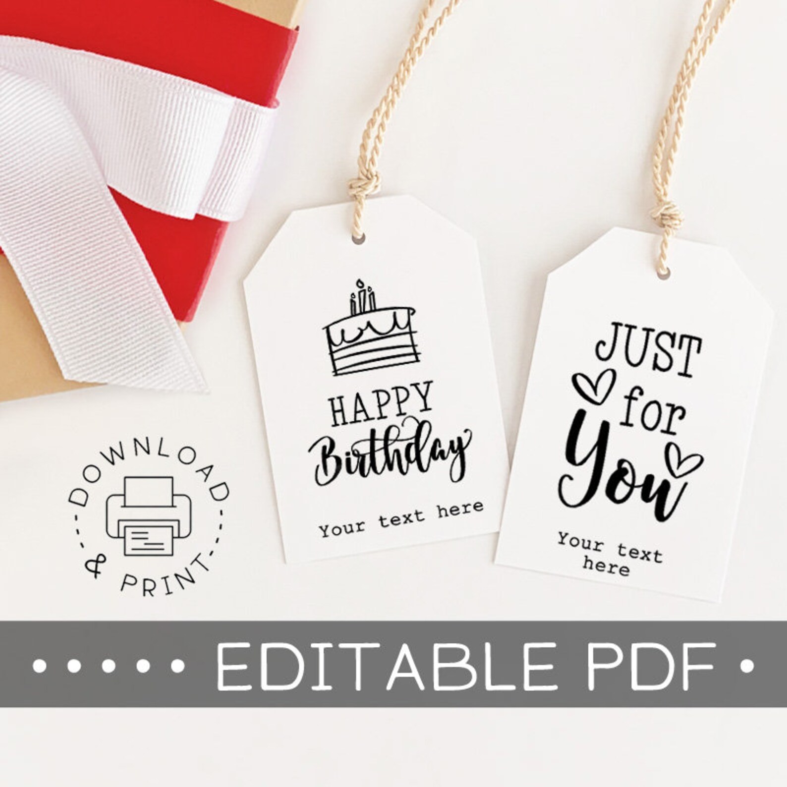 Editable & Printable Gift Tags / Happy Birthday Gift Tag / - Etsy