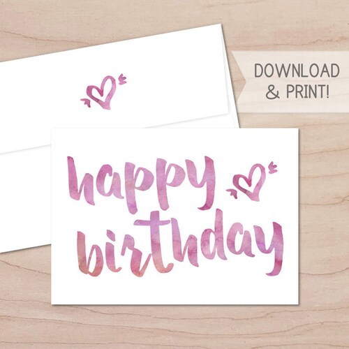 Happy Birthday Printable Card and Envelope / Instant Download - Etsy