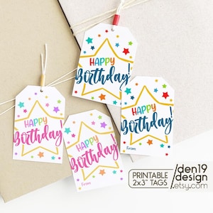 Druckbare Geschenkanhänger / Happy Birthday Geschenkanhänger / Geburtstagsgeschenk Etiketten in zwei Farben