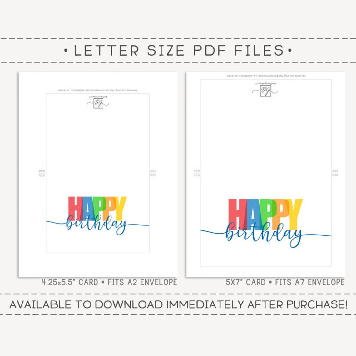 Happy Birthday Printable Card and Envelope / Instant Download - Etsy