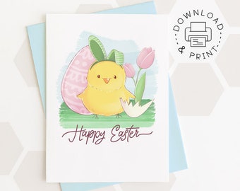 Happy Easter Printable Card / Instant Download PDF / Easter Card Template