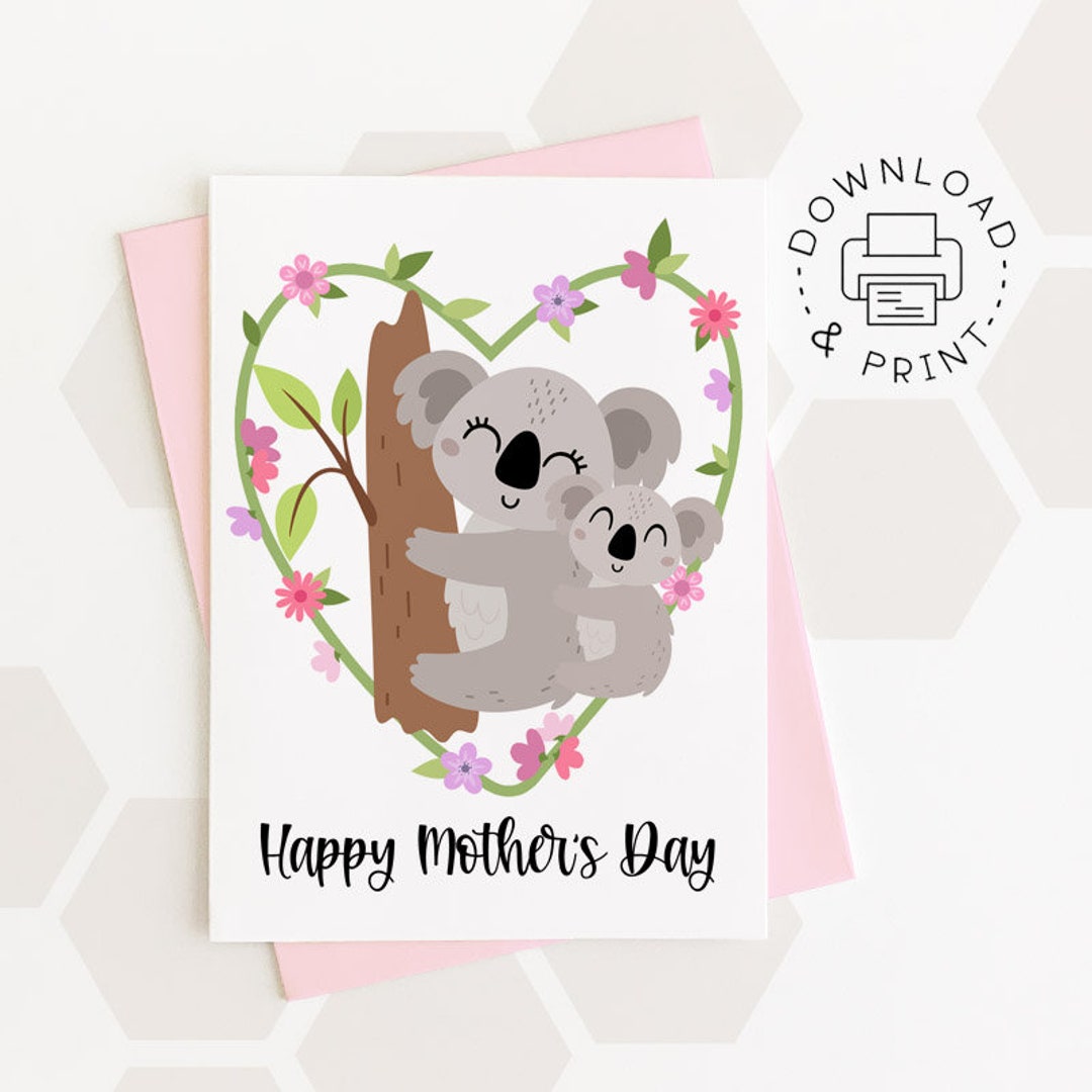 Happy Mother's Day Printable Card / Cute Mom and Baby - Etsy