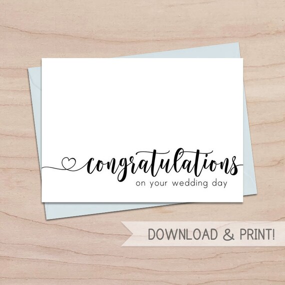 Printable Card: Congratulations on Your Wedding Day / Instant - Etsy