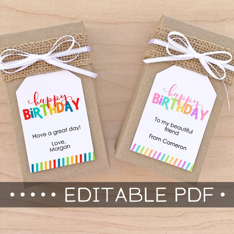 Editable & Printable Gift Tags / Happy Birthday Gift Tag / Etsy