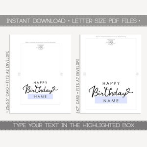 Editable &amp; Printable Happy Birthday Card / Instant Download PDF / Card ...