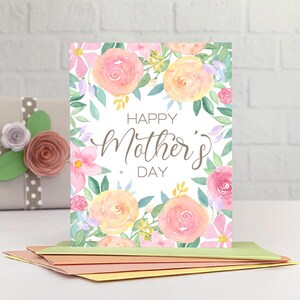 Tarjeta imprimible del Día de la Madre / Plantilla de tarjeta floral / Descarga instantánea en formato PDF
