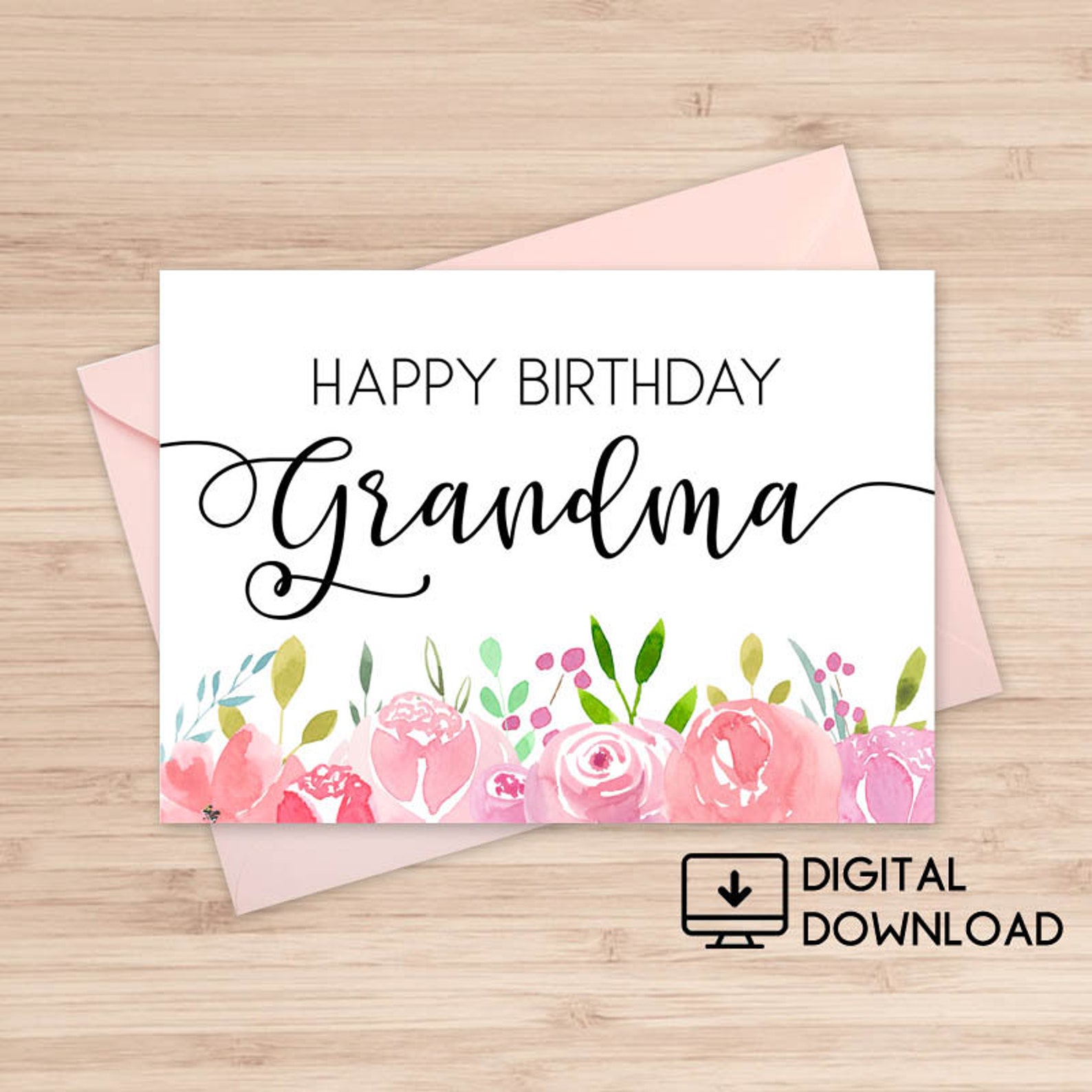 Happy Birthday Grandma Printable Card / Instant Download PDF / Etsy Happy Birthday Grandma Printable Card / Instant Download PDF / Etsy
