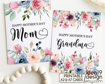 Happy Mother's Day Printable Card / Instant Download PDF / Floral Card Template