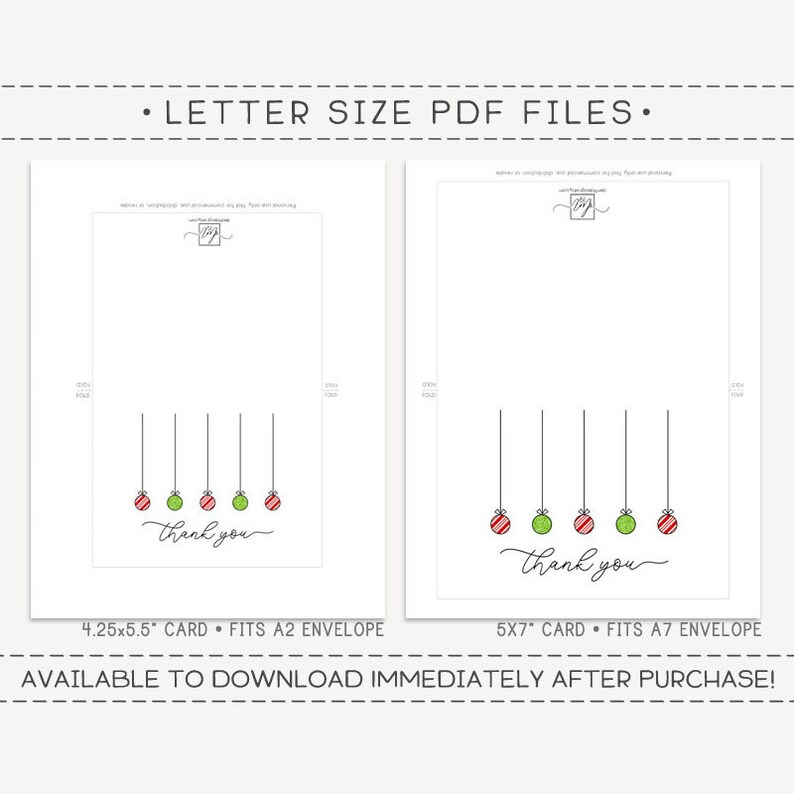 Christmas Thank You Printable Card / Instant Download PDF / - Etsy