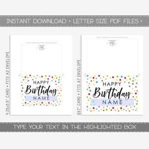 Editable & Printable Happy Birthday Card / Instant Download PDF / Card ...