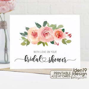 Tarjeta imprimible: Con amor en tu despedida de soltera / Descarga instantánea en PDF / Plantilla de tarjeta de despedida de soltera
