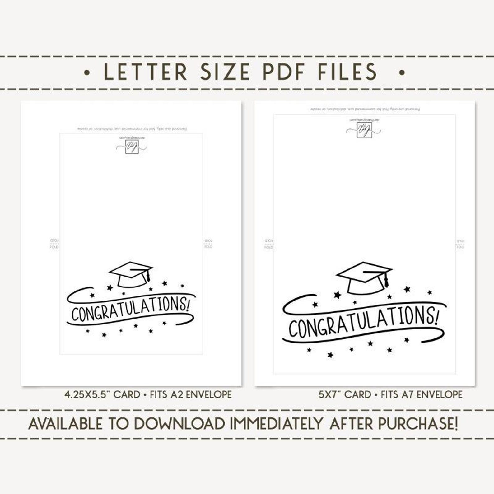 Congratulations Graduation Printable Card / Instant Download PDF / Card ...