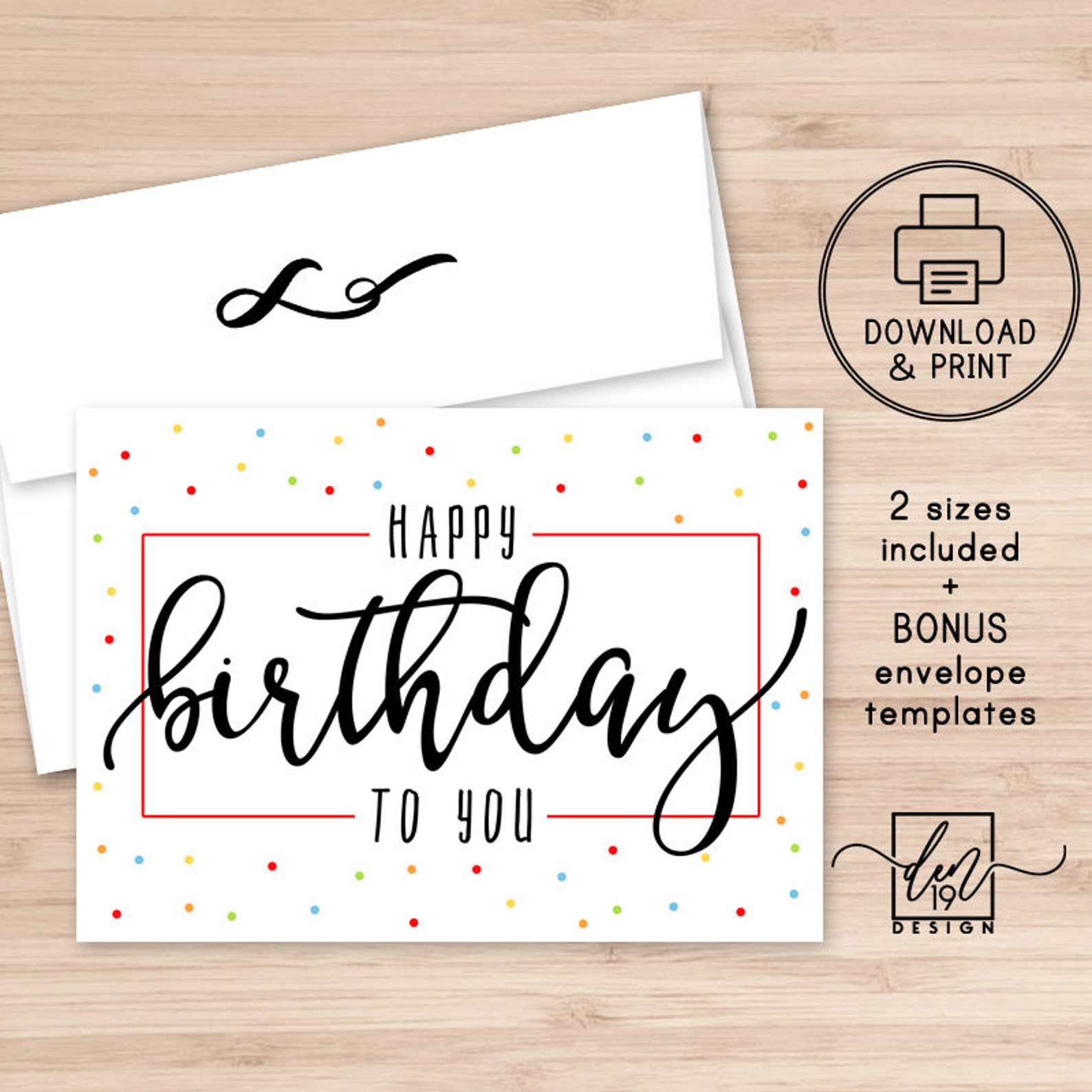 Happy Birthday to You Printable Card and Envelope / Instant | Etsy