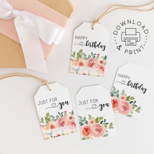 Printable Gift Tags / Happy Birthday Gift Tag / Just for You - Etsy