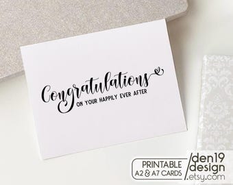 Carte imprimable : Félicitations pour votre bonheur / Téléchargement instantané au format PDF / Modèle de carte de mariage