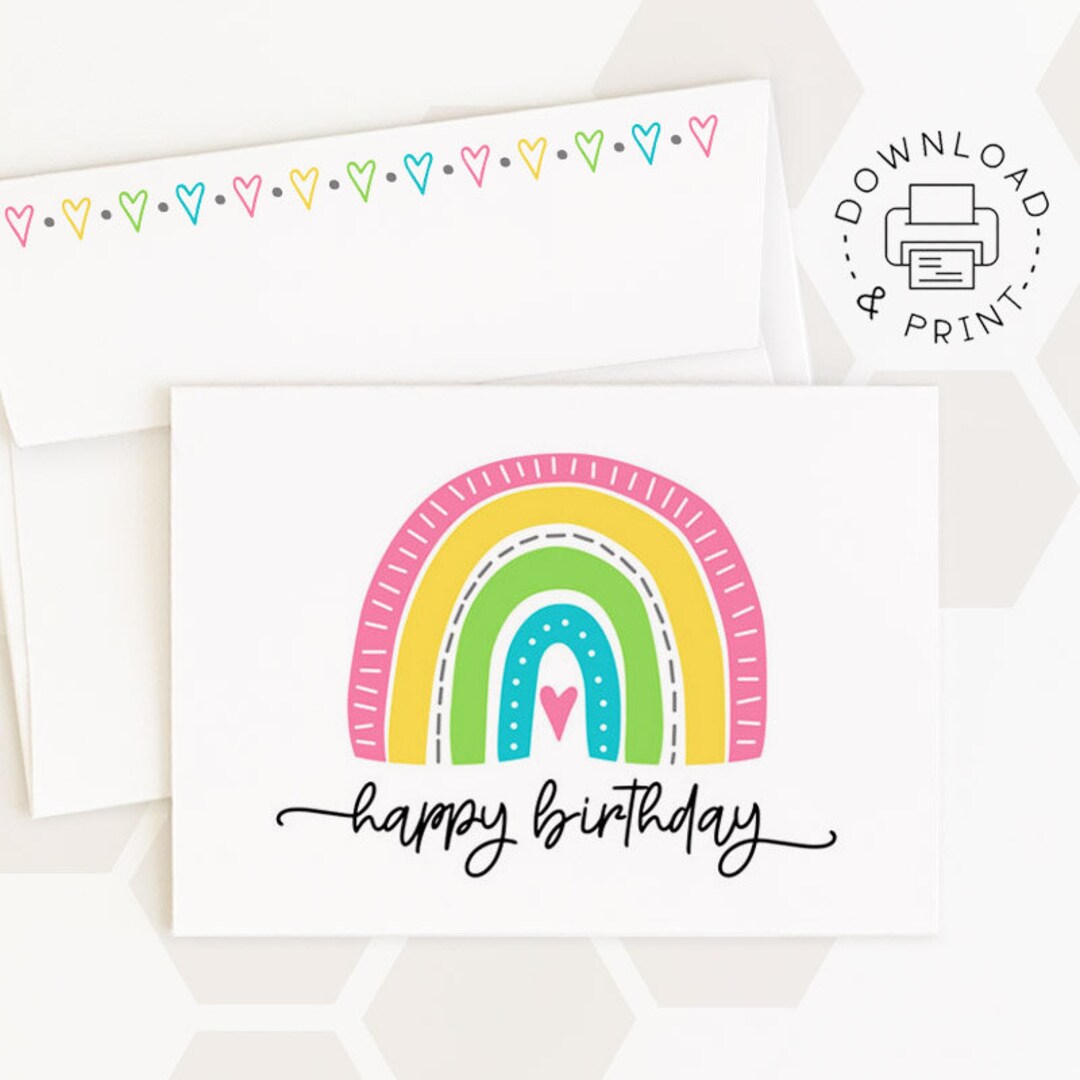 Happy Birthday Printable Card and Envelope / Instant Download PDF ...