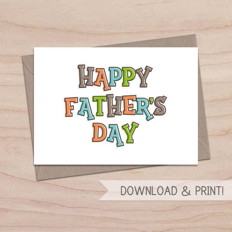 Happy Father's Day Printable Card / Instant Download PDF / - Etsy