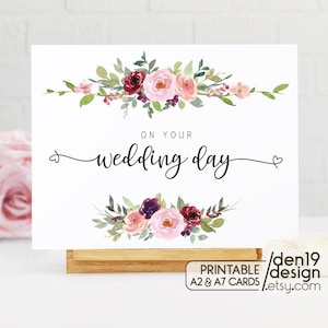 Carte imprimable : le jour de votre mariage / Téléchargement instantané au format PDF / Modèle de carte de mariage