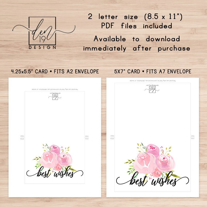 Best Wishes Floral Printable Card / Instant Download PDF / | Etsy