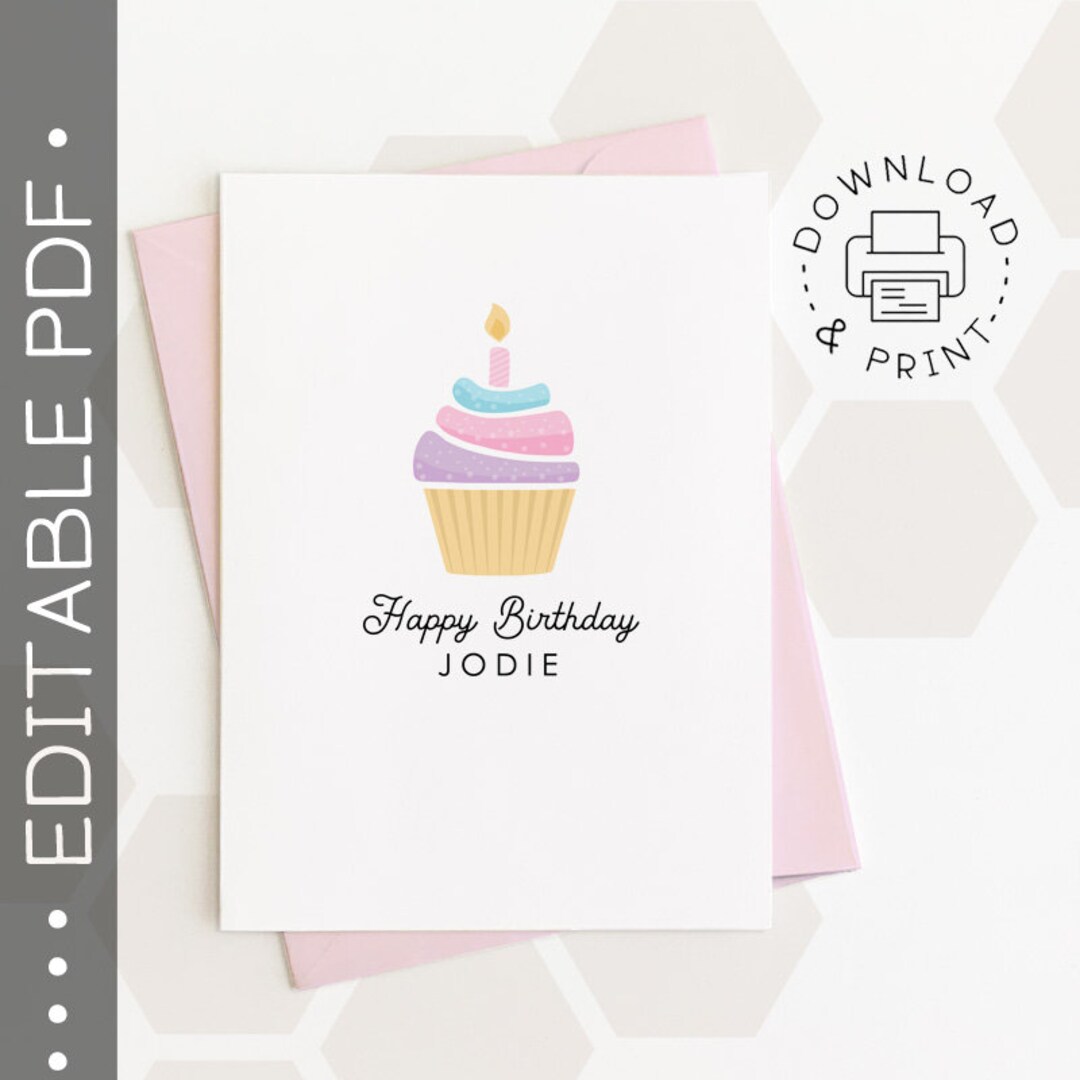 Editable & Printable Happy Birthday Card / Instant Download - Etsy