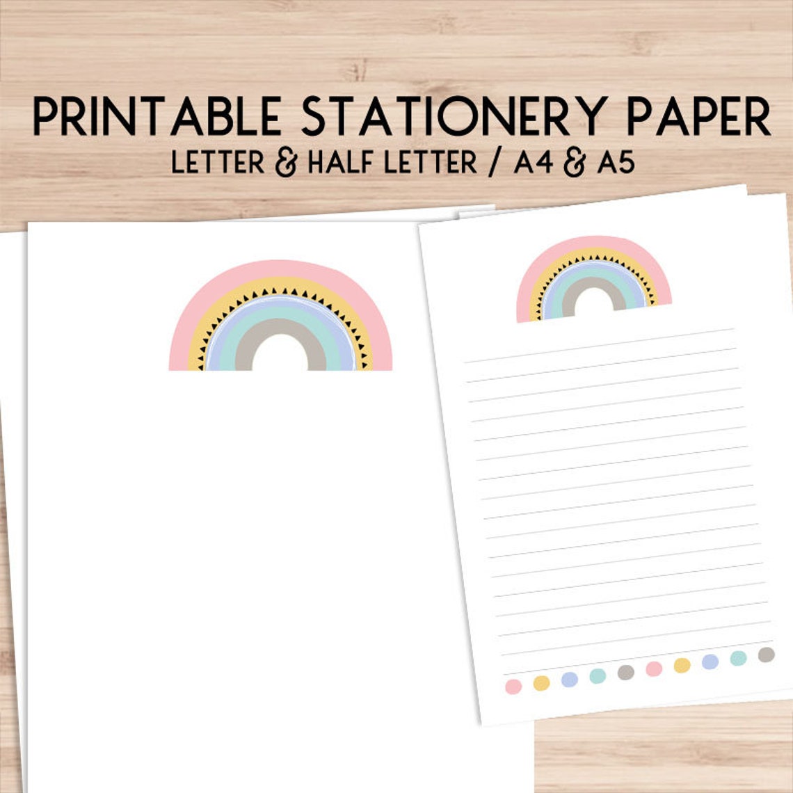 Rainbow Printable Stationery Paper / Pen Pal Writing Paper / Etsy