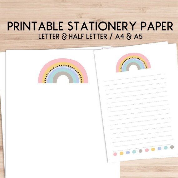 rainbow printable stationery paper pen pal writing paper etsy