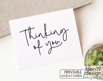 Thinking Of You Printable Card / Instant Download PDF / Card Template