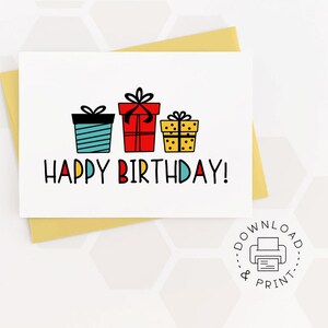 Set of 4 Printable Birthday Cards / Happy Birthday Card / Instant ...