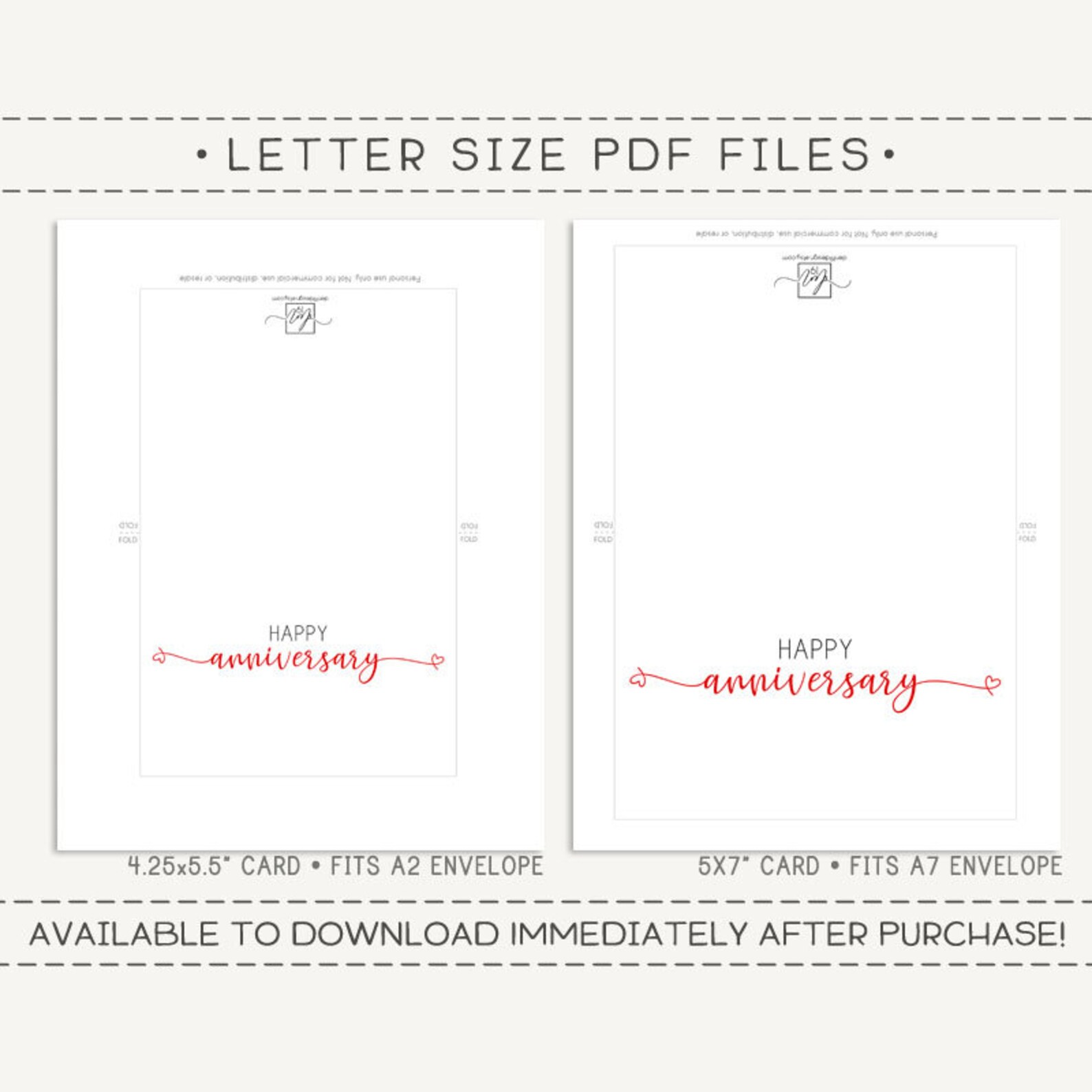 Printable Happy Anniversary Card / Instant Download PDF / - Etsy