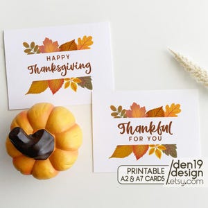 Happy Thanksgiving Printable Card  / Thankful For You / Instant Download PDF Card Template
