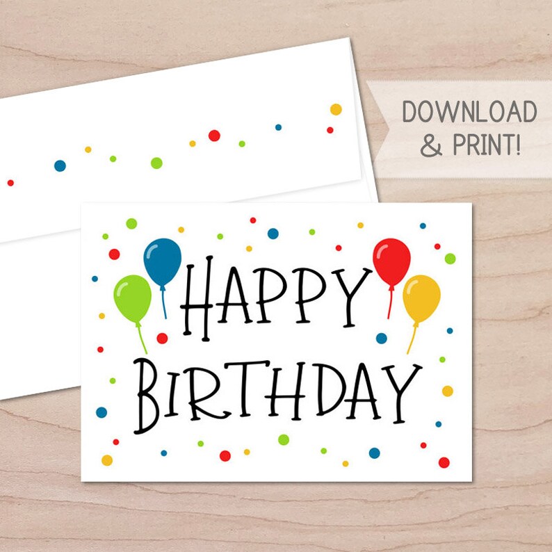 Happy Birthday Printable Card / Instant Download PDF / | Etsy