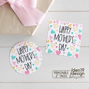 Afdrukbare cadeaukaartjes / Happy Mother's Day-cadeaukaartje / Bloemen cadeaulabels