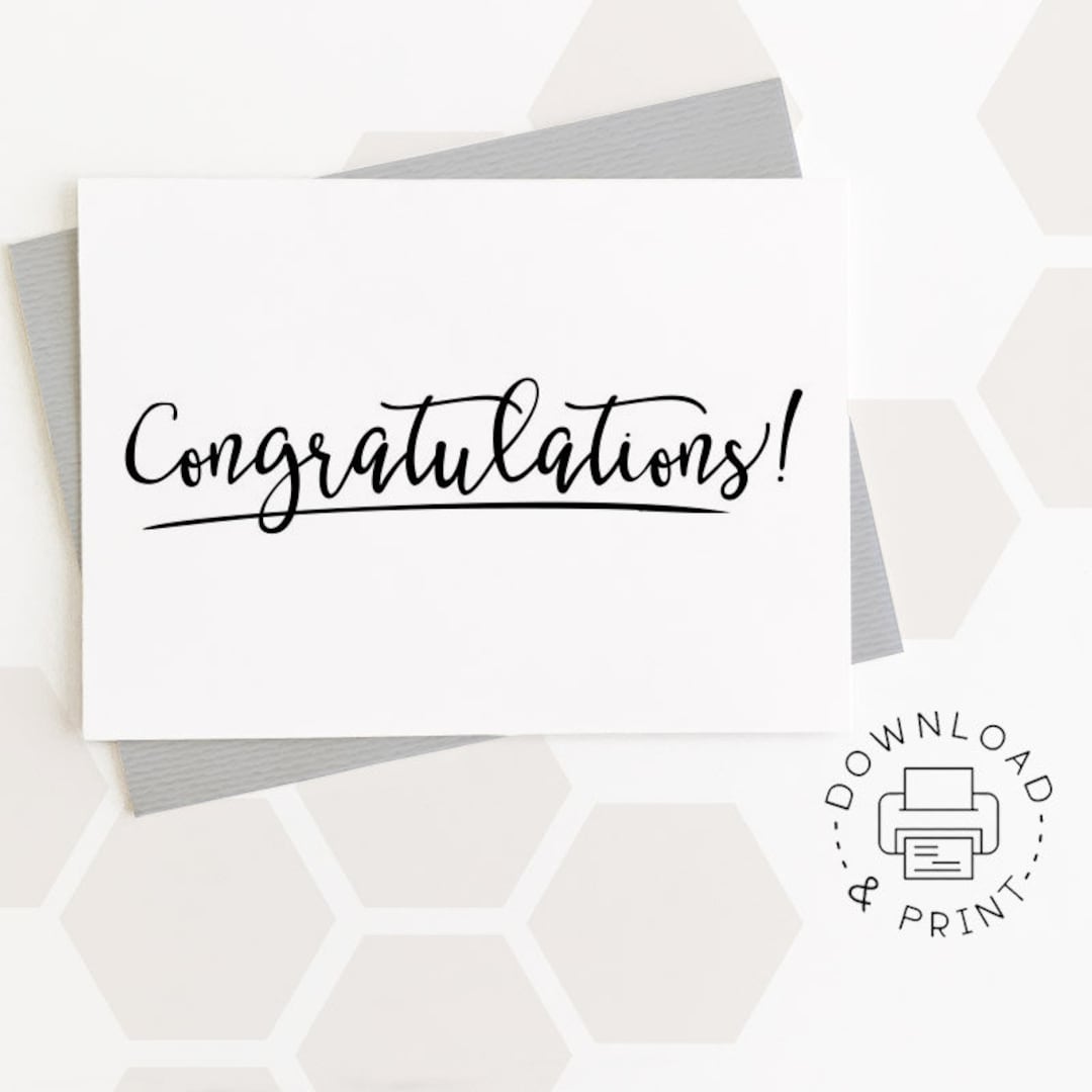 Congratulations Printable Card / Instant Download PDF / Card - Etsy