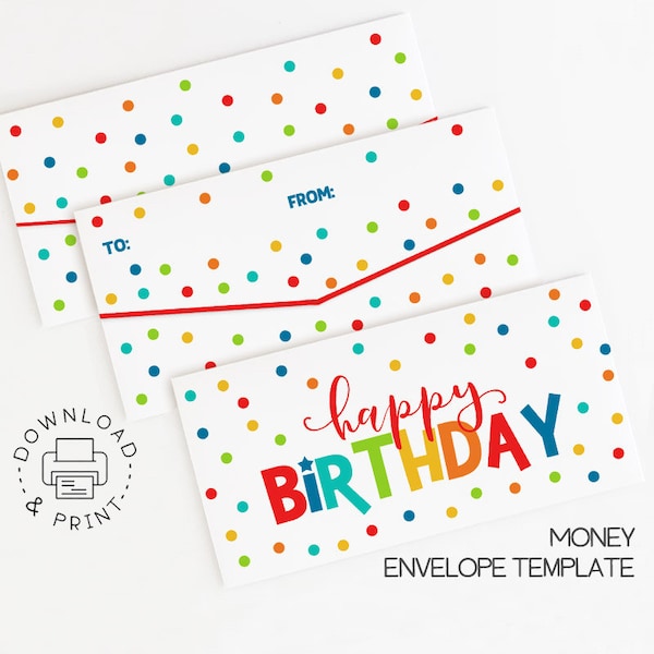 Printable Birthday Money Gift Envelope / DIY Gift Cash Holder / Instant Download PDF