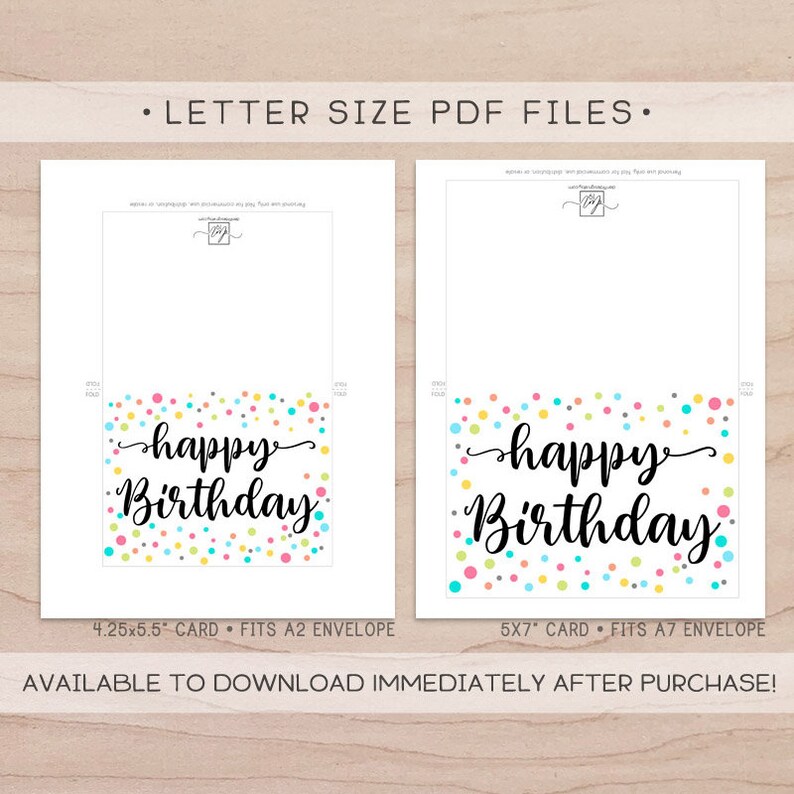Happy Birthday Printable Card and Envelope / Instant Download - Etsy