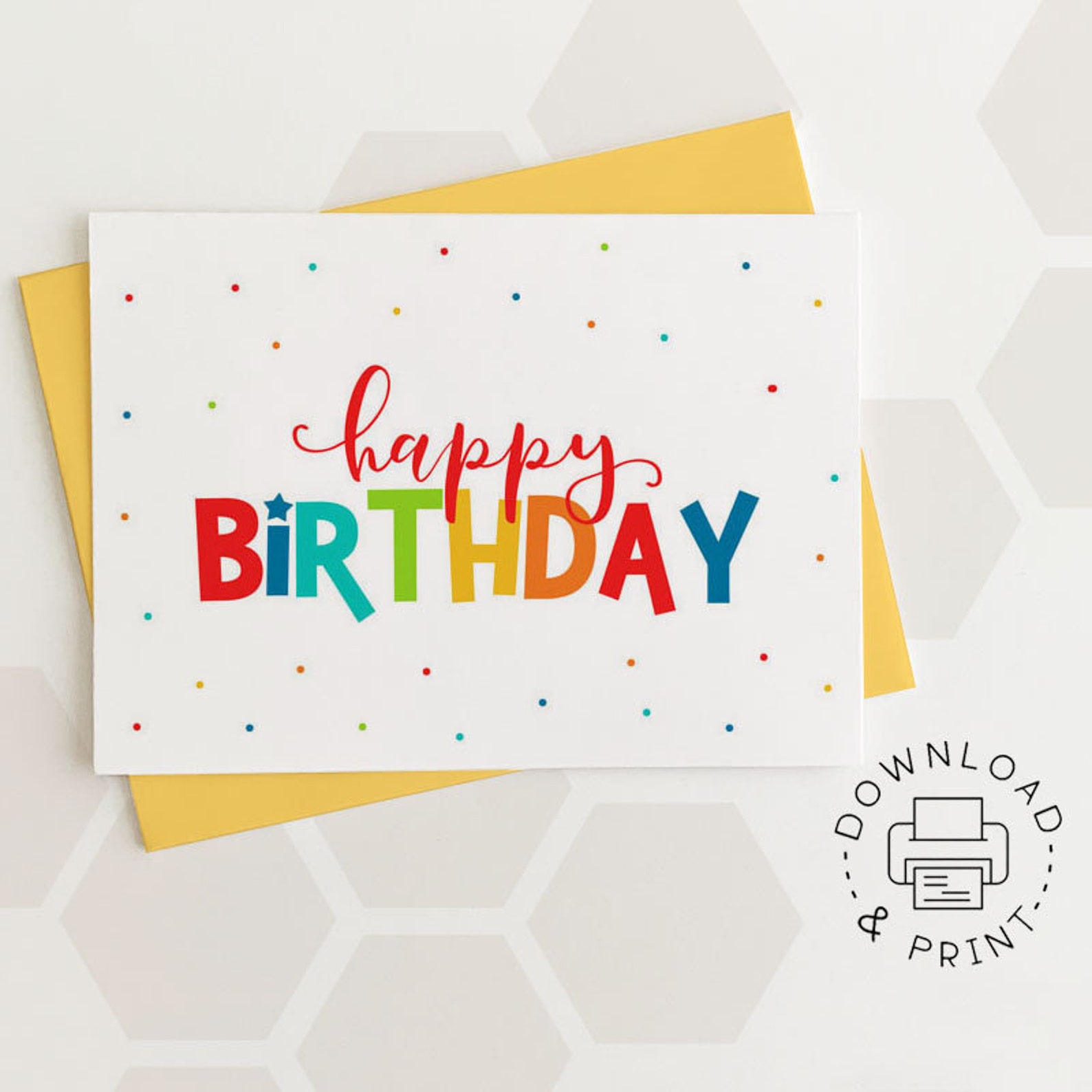 Set of 4 Printable Birthday Cards / Happy Birthday Card / - Etsy