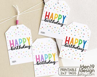 Printable Gift Tags / Happy Birthday Gift Tag / Birthday Gift Labels In Two Colors