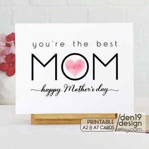 Tarjeta imprimible del Día de la Madre / Eres la mejor mamá / Descarga instantánea en PDF / Plantilla de tarjeta