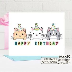 Alles Gute zum Geburtstag Karte / Katze Geburtstagskarte / Sofort Download PDF