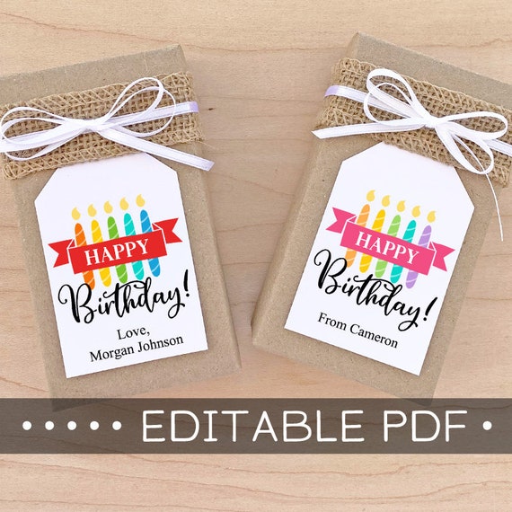 Editable &amp; Printable Gift Tags / Happy Birthday Gift Tag / | Etsy