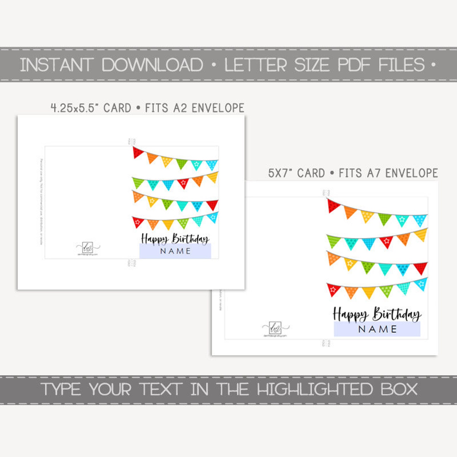 Editable &amp; Printable Happy Birthday Card / Instant Download - Etsy