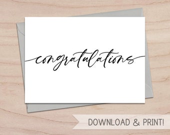 Congratulations Printable Card / Instant Download PDF / Card | Etsy