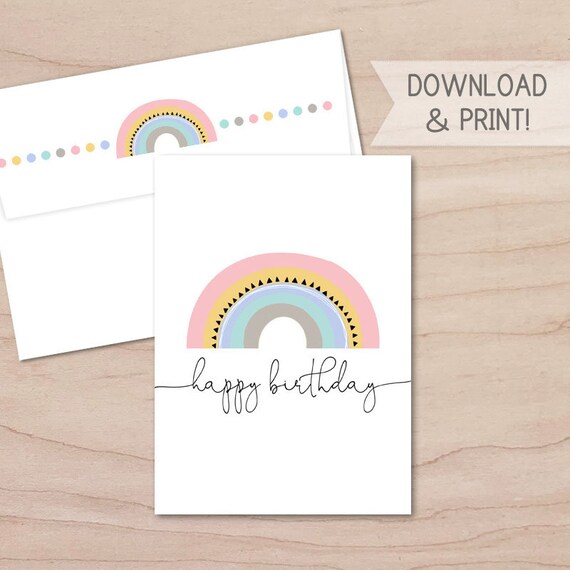 Happy Birthday Printable Card and Envelope / Instant Download - Etsy