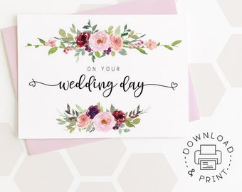 Printable Card: On Your Wedding Day / Instant Download PDF / Wedding Card Template